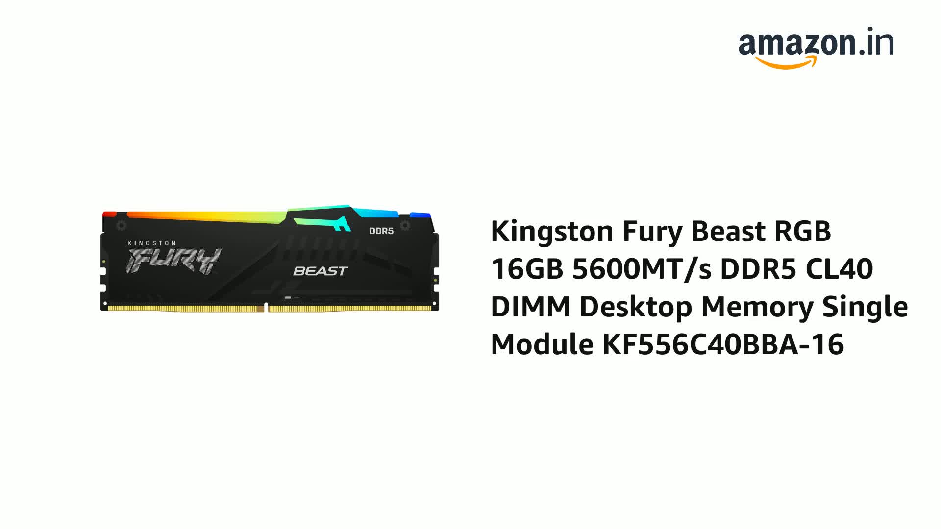 Amazon.in: Buy Kingston Fury Beast RGB 16GB 5600MT/s DDR5 CL40